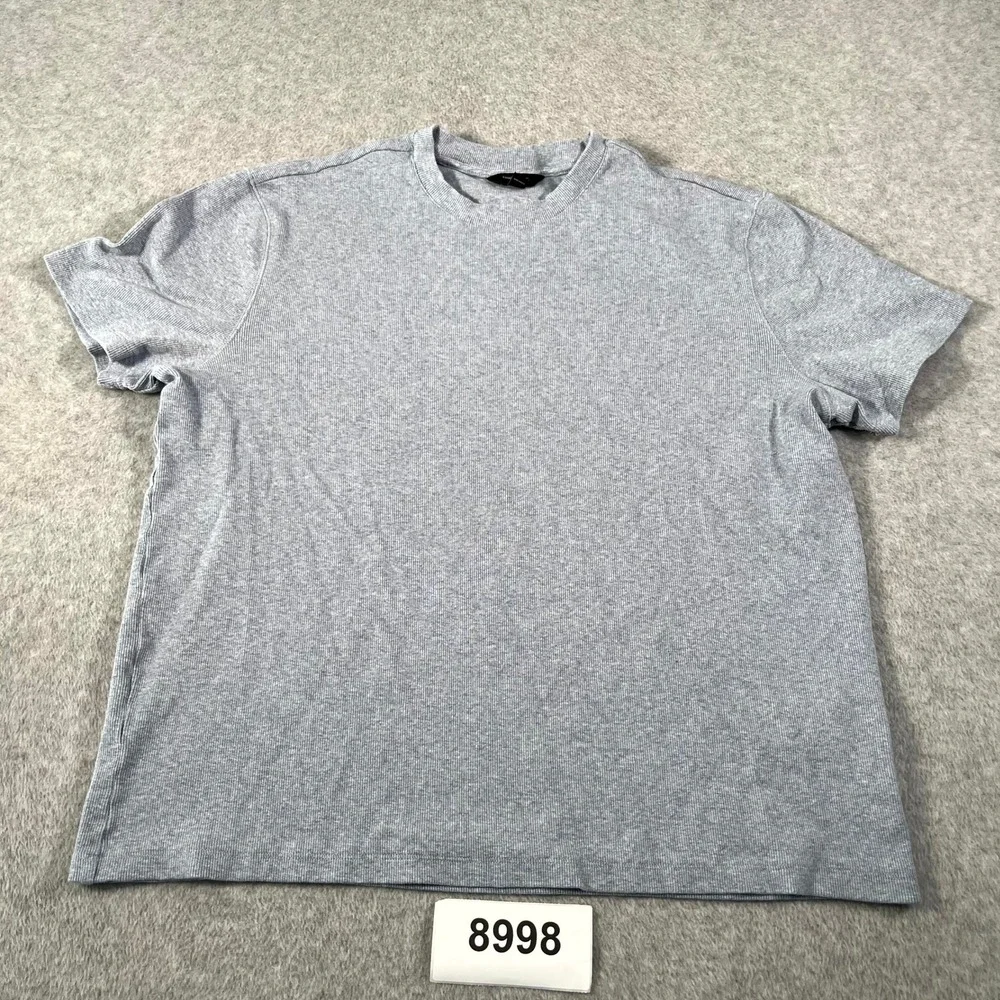 Banana Republic Waffle Knit T Shirt Mens XL Gray Cotton Stretch Crew Neck